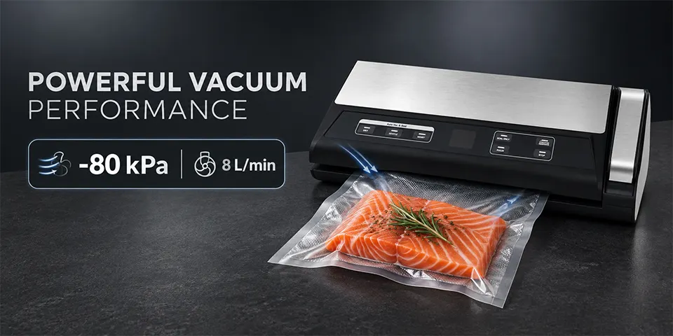 Máquina de selagem a vácuo de alimentos de 80kPa